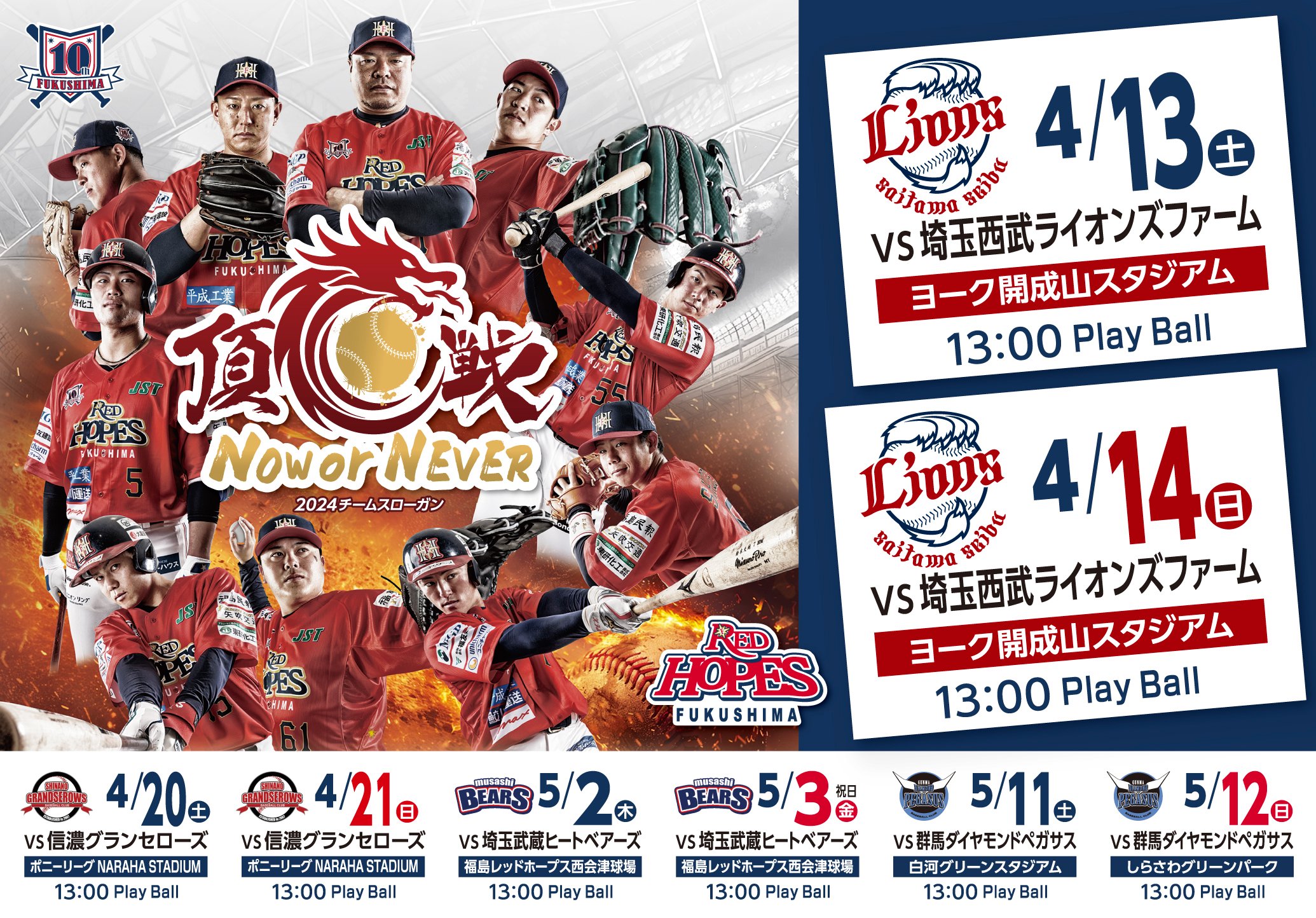 福島レッドホープスホーム戦共通チケット - 野球